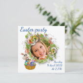 Ostern-Party. Foto Ihres Babys. Einladung (Stehend Vorderseite)