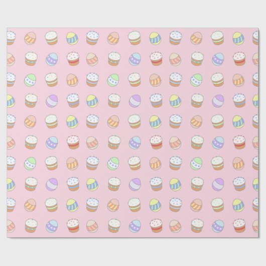 Ostern Party Kuchen und Eier Niedliches Muster Ros Geschenkpapier (Flach)