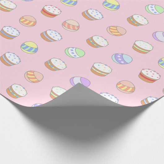 Ostern Party Kuchen und Eier Niedliches Muster Ros Geschenkpapier (Ecke)
