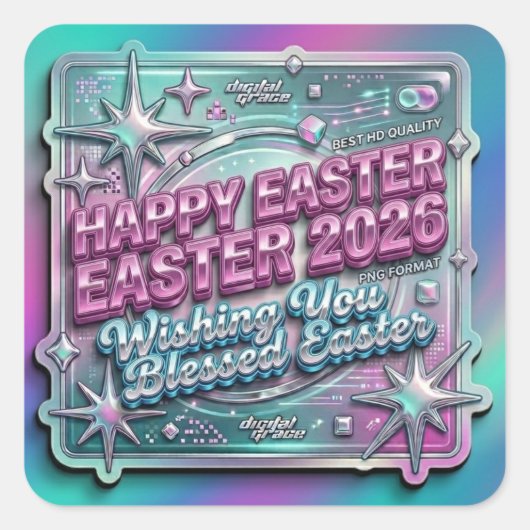 Ostern Paskah 2026 Quadratischer Aufkleber (Vorderseite)