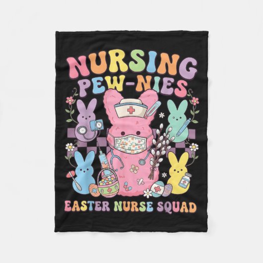 Ostern Pflege Retro Hase Pflegeteam Tee Süß Fleecedecke (Vorderseite)