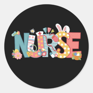 Ostern Pflegekraft Stethoskop Hase Kaninchen Eier Runder Aufkleber