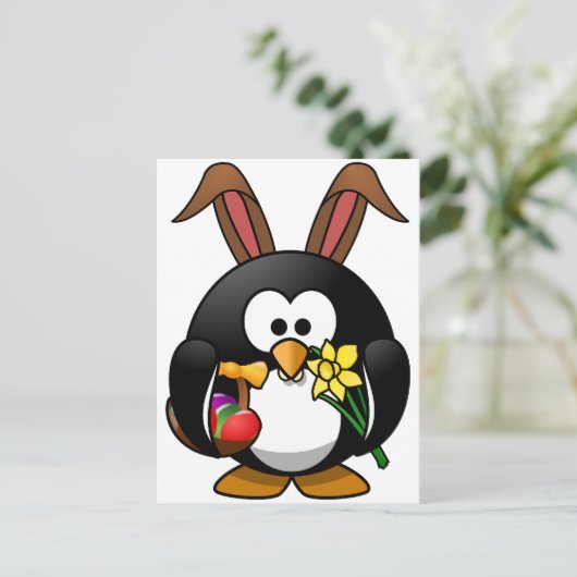Ostern-Pinguin Feiertagspostkarte (Stehend Vorderseite)