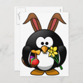 Ostern-Pinguin Feiertagspostkarte (Vorne/Hinten)