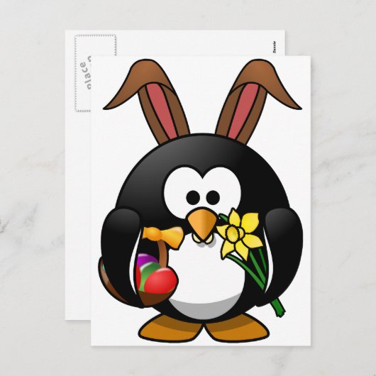 Ostern-Pinguin Feiertagspostkarte (Vorne/Hinten)