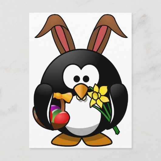 Ostern-Pinguin Feiertagspostkarte (Vorderseite)