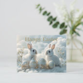 Ostern Postkarte Zwei Kaninchen & Verzierte Ostere (Stehend Vorderseite)