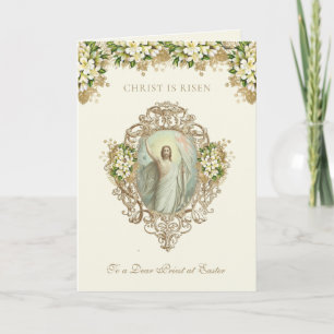 Ostern Religiöse Auferstehung Jesus Priester Feiertagskarte