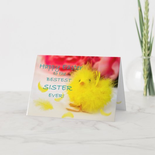 Ostern-SCHWESTER-Küken Feiertagskarte (Vorderseite)
