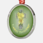 Ostern-Segen-Kreuz Silbernes Ornament (Links)