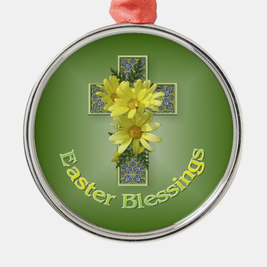 Ostern-Segen-Kreuz Silbernes Ornament (Vorne)