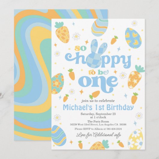 Ostern so erfreut, ein Junge zu sein Geburtstag Einladung (Vorne/Hinten)