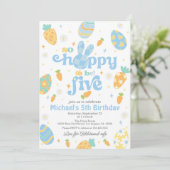 Ostern so hallo zu fünf Jungen Geburtstag zu werde Einladung (Stehend Vorderseite)