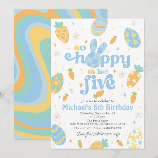 Ostern so hallo zu fünf Jungen Geburtstag zu werde Einladung (Vorne/Hinten)