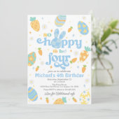 Ostern so hallo zu vier Jungen Geburtstag zu werde Einladung (Stehend Vorderseite)