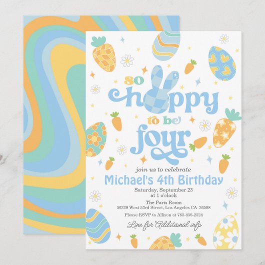 Ostern so hallo zu vier Jungen Geburtstag zu werde Einladung (Vorne/Hinten)