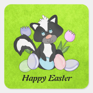 Ostern-Stinktieraufkleber Quadratischer Aufkleber