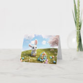 Ostern Süßer Osterhase mit Osterkorb Karte (Vorderseite)
