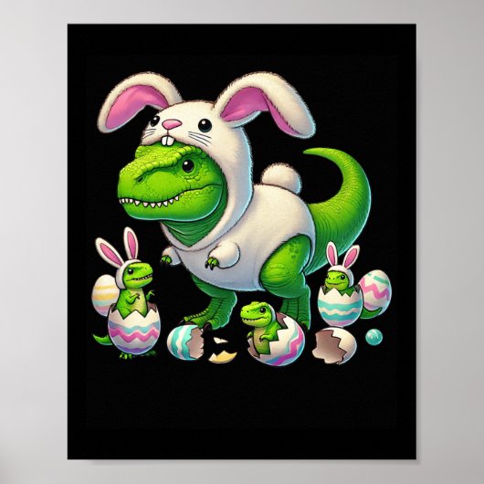 Ostern T-rex Bunny Ears Funny Dinosaur Kostüm Kind Poster (Vorne)