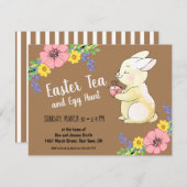 Ostern Tee und Ei Jagd Frühlingsbraun Einladung (Vorne/Hinten)