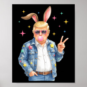 Ostern Trump Bunny Blows Bubles Sungles Peace Si Poster
