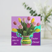 Ostern Tulips Abendessen Einladung (Stehend Vorderseite)