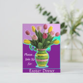 Ostern Tulips Abendessen Einladung (Stehend Vorderseite)