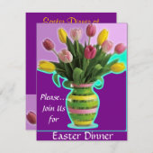 Ostern Tulips Abendessen Einladung (Vorne/Hinten)