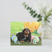 Ostern - unbekümmerter Königcharles Spaniel - Feiertagspostkarte (Stehend Vorderseite)