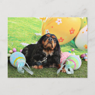 Ostern - unbekümmerter Königcharles Spaniel - Feiertagspostkarte