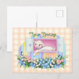 Ostern Vintag Inspiriert Lamm in Ei Postkarte