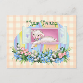 Ostern Vintag Inspiriert Lamm in Ei Postkarte