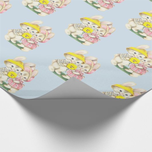 Ostern Vintag Ostern Bunny Bunnies Rabbits Geschenkpapier (Ecke)