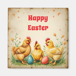 Ostern Vintage 3 kleine Hühner Feiertags-Kollektio Magnet