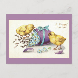 Ostern Vintage Süße Küken Florales Ei Postkarte