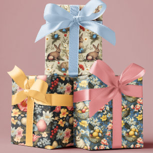 Ostern Vintager Frühling Blumengebäck Geschenkpapier Set