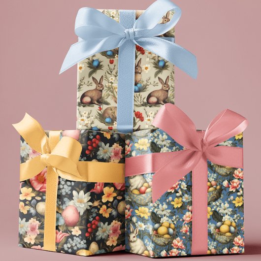 Ostern Vintager Frühling Blumengebäck Geschenkpapier Set