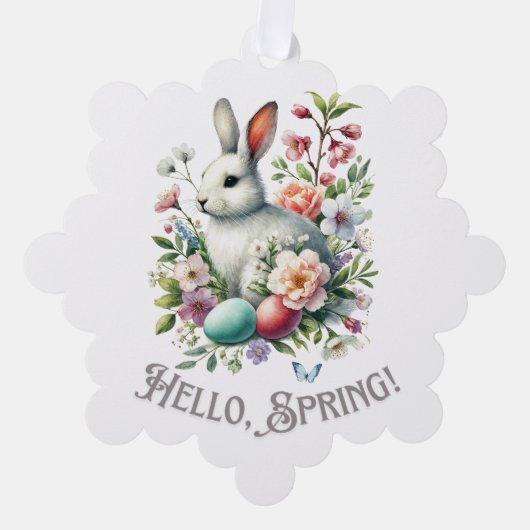 Ostern Wasserfarben Bunny & Eggs Ornament Karte (Vorderseite)