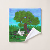 Ostern - Welpe Capo and Butterfly Badhandtuch Set (Waschlappen)