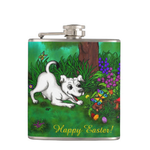 Ostern - Welpe Capo and Butterfly Flachmann