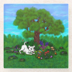 Ostern - Welpe Capo and Butterfly Glasuntersetzer