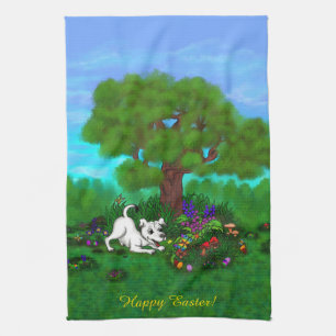 Ostern - Welpe Capo and Butterfly Handtuch
