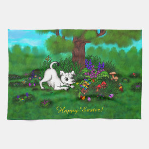 Ostern - Welpe Capo and Butterfly Handtuch