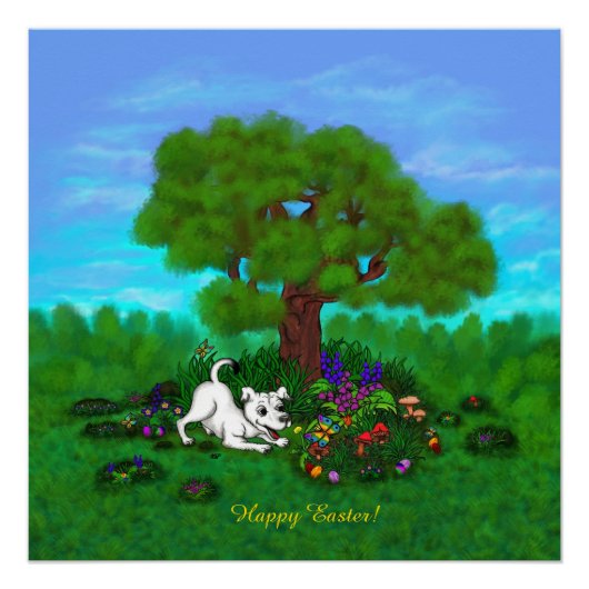 Ostern - Welpe Capo and Butterfly Poster (Vorderseite)