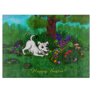 Ostern - Welpe Capo and Butterfly Schneidebrett