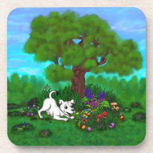 Ostern - Welpe Capo and Butterfly Untersetzer
