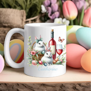 Ostern Whimsical Bunnies & Wine Tasse