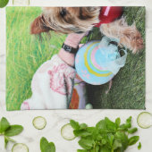 Ostern - Yorkshire Terrier - frech Geschirrtuch (Gefaltet)