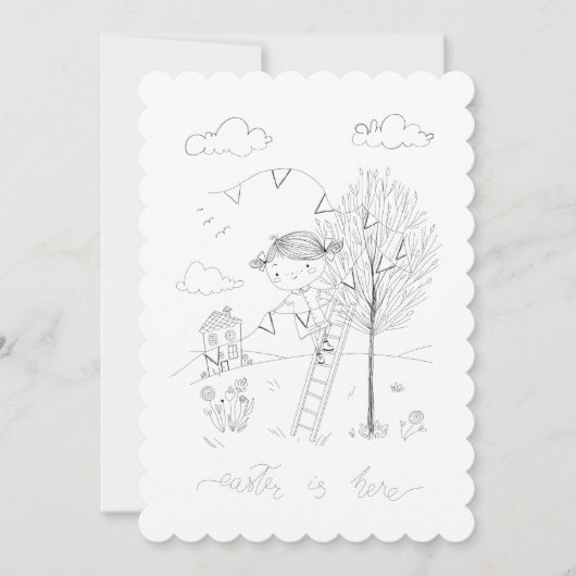 Ostern Zeichne hier Tinte Feiertagskarte (Vorderseite)