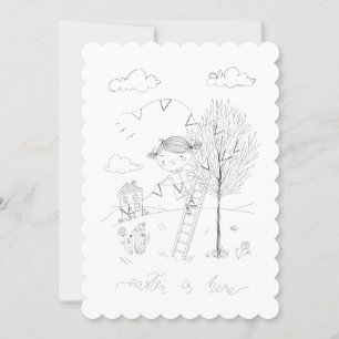 Ostern Zeichne hier Tinte Feiertagskarte